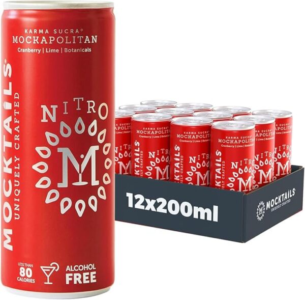 Mocktails Cosmopolitan Nitro - Bebidas sin alcohol - Bebidas sin alcohol - Bebidas sin OMG y veganas NA | Bebidas alternativas de alcohol bajas en calorías | Conservas sabrosas a prueba de cero